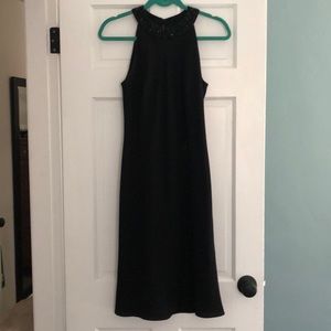 High neck black dress with beaded neck line | size 6